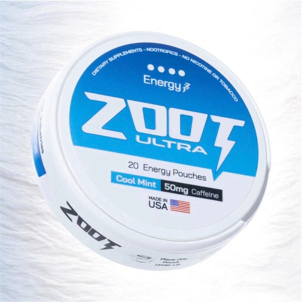 Zoot Energy Pouches Mint 20 Count 50mg Caffeine Focus Alertness Performance